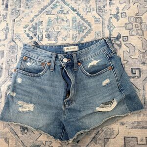 Madewell Light Wash Distressed Denim Cutoff Shorts